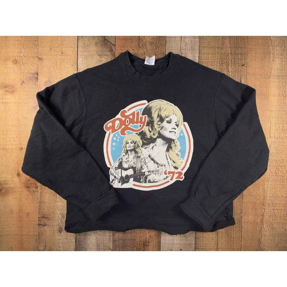 Dolly Parton 72 Retro Graphic Sweatshirt Black Crewneck Size Large Country Music